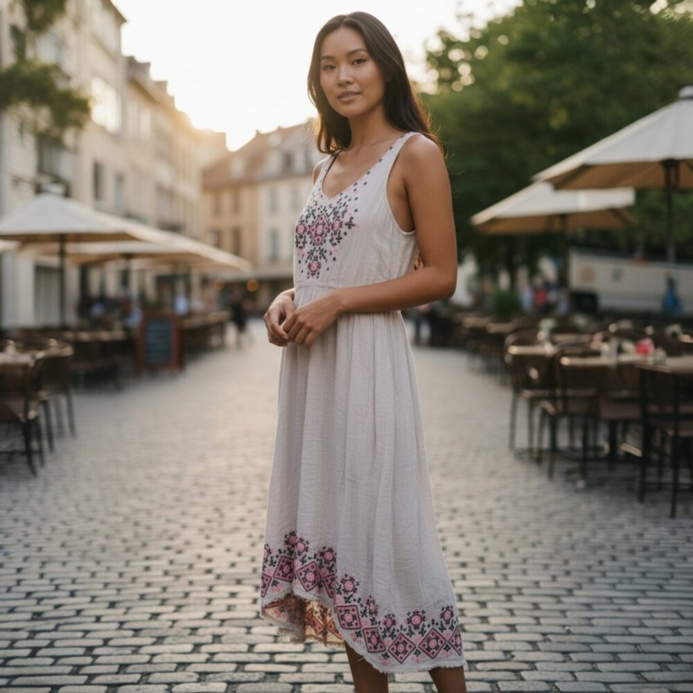 Anthropologie Holding Horses Dress Embroidered Cotton Midi Boho Festival Beach 2